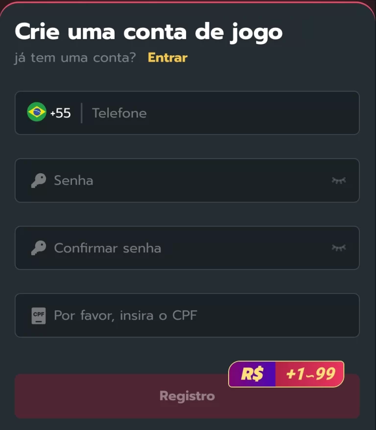 Cadastro no YY5 cassino